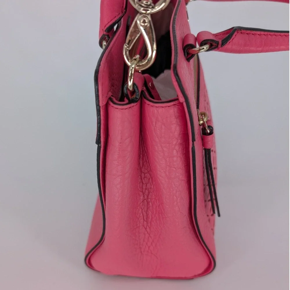 Kate Spade Perri Lane Romy Satchel‎ Medium Pink Leather Laser Cut Preppy Luxury